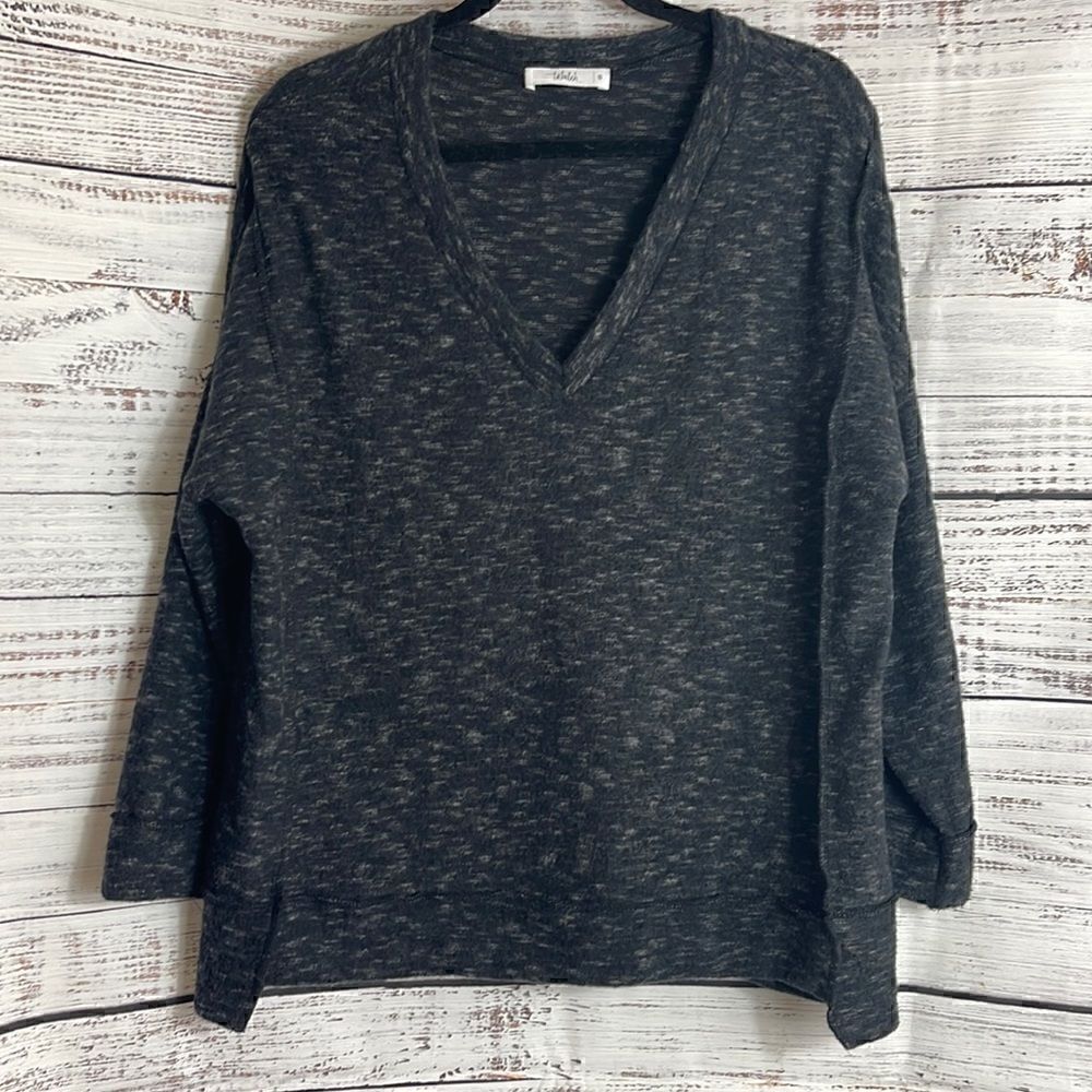 Talulah women’s v neck long sleeve fuzzy oversized pullover sweatshirt
